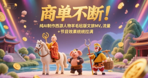 商单不断！纯AI制作西游人物羊毛毡版文旅MV，流量+节目效果统统拉满_菜菜笔记