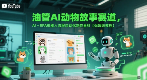 油管AI动物故事赛道，AI+RPA机器人流程自动化制作素材【保姆级教程】_菜菜笔记