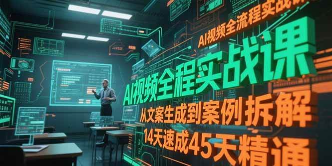 （15172期）AI视频全流程实战课，从文案生成到案例拆解，14天速成45天精通_菜菜笔记