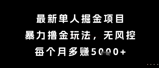 最新单人掘金项目，暴力撸金玩法，无风控，每个月多挣5k+【揭秘】_菜菜笔记