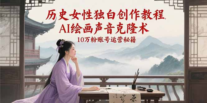 （15186期）历史女性独白创作教程，AI绘画声音克隆术，10万粉账号运营秘籍_菜菜笔记