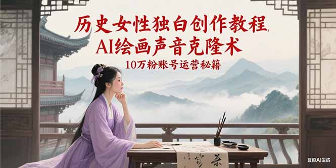 历史女性独白创作教程，AI绘画声音克隆术，10万粉账号运营秘籍_菜菜笔记