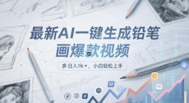 最新AI一键生成铅笔画爆款视频，多平台分发，日 入1k+，小白轻松上手【揭秘】_菜菜笔记