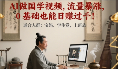 AI做国学视频，流量暴涨 ，0 基础也能日入多张_菜菜笔记