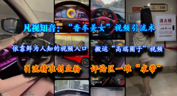 凡视知音：“香车美女”视频引流术，依靠鲜为人知的视频入口，搬运“高端圈子”视频，引流精准创业粉，评论区一堆“求带”_菜菜笔记