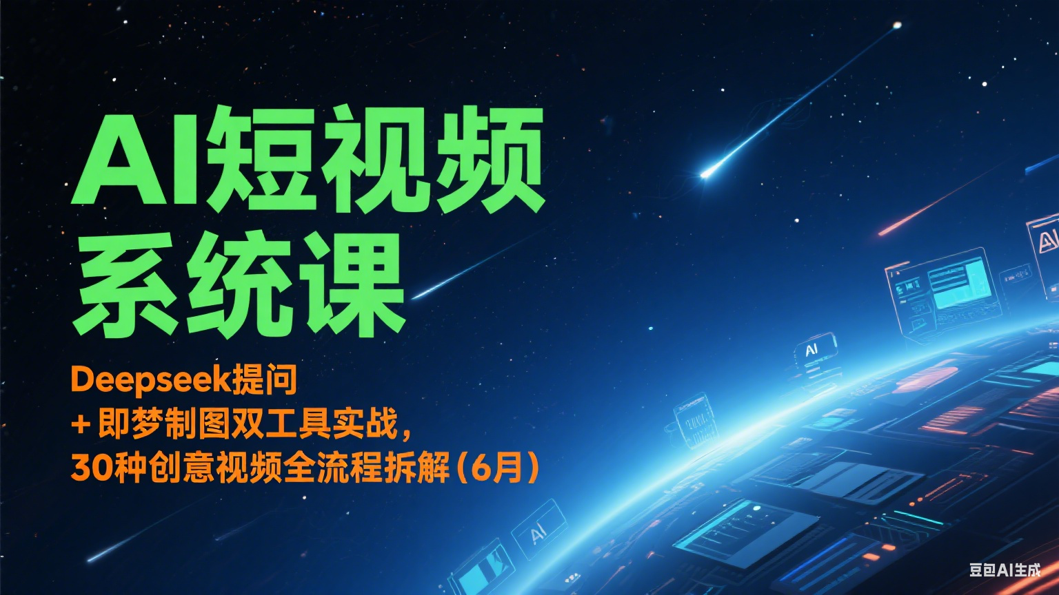 AI短视频系统课：Deepseek提问 + 即梦制图双工具实战，30种创意视频全流程拆解(6月)_菜菜笔记