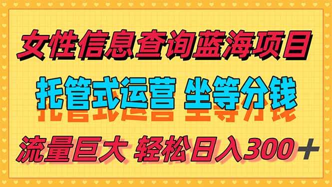 （15216期）稳定日入300＋，小众信息查询蓝海项目，全程懒人式托管，解放你的时间_菜菜笔记