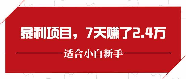 （15228期）最新暴利项目，每单收益轻松在300以上，7天赚了2.4万_菜菜笔记