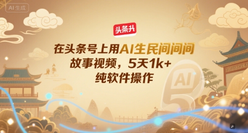 在头条号上用AI生民间故事视频，5天1k+，纯软件操作_菜菜笔记