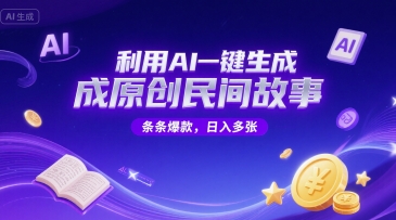 利用AI一键生成原创民间故事，无限制生成，条条爆款，日入多张_菜菜笔记