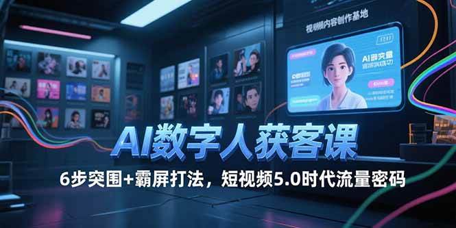 （15247期）AI数字人获客课，6步突围+霸屏打法，短视频5.0时代流量密码_菜菜笔记