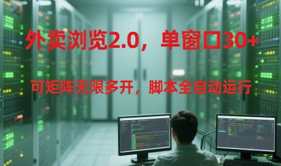 外卖浏览2.0，单窗口30+可矩阵无限多开，脚本全自动运行【揭秘】_菜菜笔记
