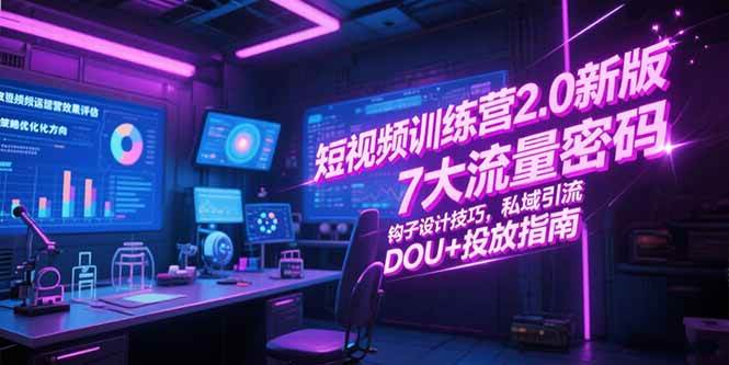 （15255期）短视频训练营2.0新版，7大流量密码/钩子设计技巧/私域引流/DOU+投放指南_菜菜笔记