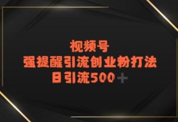 视频号强提醒引流，日引流500+精准创业粉？_菜菜笔记