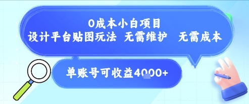 0成本小白项目，设计平台贴图玩法，无需维护，无需成本，单账号单月可产生收益4k+_菜菜笔记