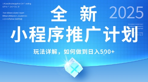 2025年最新小程序推广计划，简单操作，独家技术，日均5张+【揭秘】_菜菜笔记