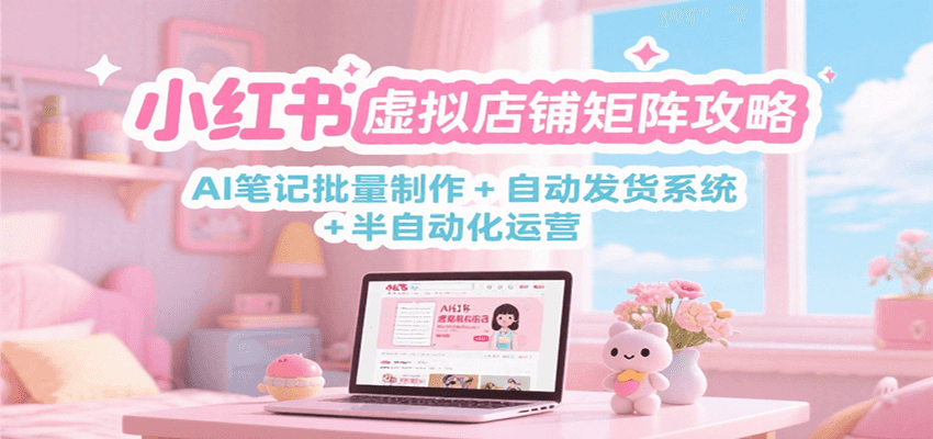 小红书虚拟店铺矩阵攻略：AI笔记批量制作 + 自动发货系统 + 半自动化运营_菜菜笔记