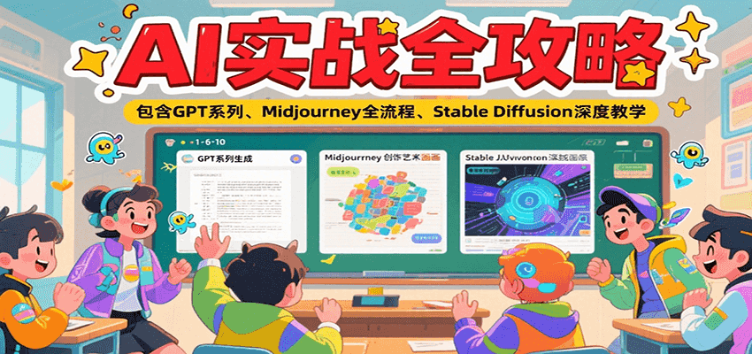 AI实战全攻略，包含GPT系列、Midjourney全流程、Stable Diffusion深度教学_菜菜笔记