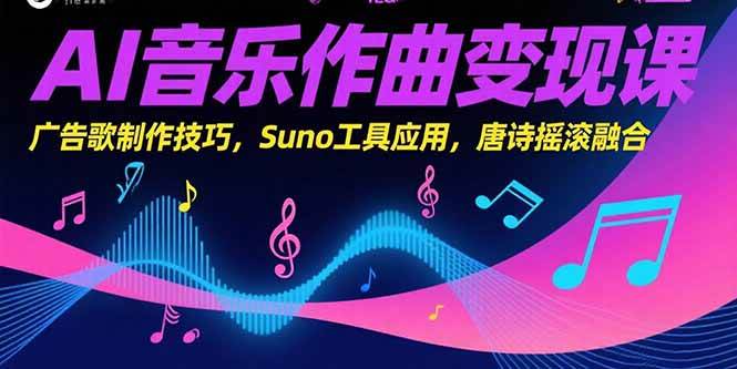 （15370期）AI音乐作曲变现课，广告歌制作技巧，Suno工具应用，唐诗摇滚融合_菜菜笔记