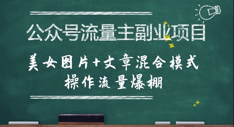 公众号流量主副业项目，美女图片+文章混合模式操作流量爆棚_菜菜笔记