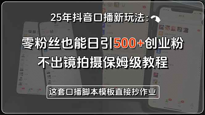 （15384期）25年抖音口播新玩法：零粉丝也能日引500+创业粉，不出镜拍摄保姆级教程…_菜菜笔记