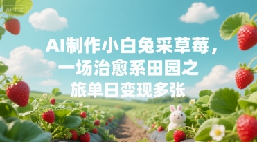 AI制作小白兔采草莓，一场治愈系田园之旅单日变现多张_菜菜笔记