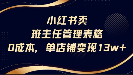 小红书卖班主任管理表格，0成本单店变现13w_菜菜笔记