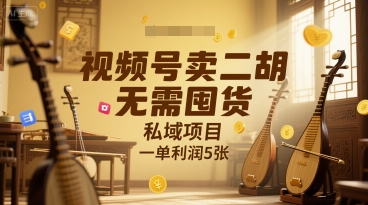 视频号卖二胡，无需囤货，私域项目，一单利润5张_菜菜笔记