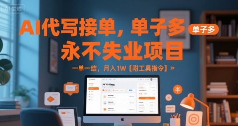 AI代写接单，永不失业项目，单子多，一单一结，月入1W【附工具指令】_菜菜笔记