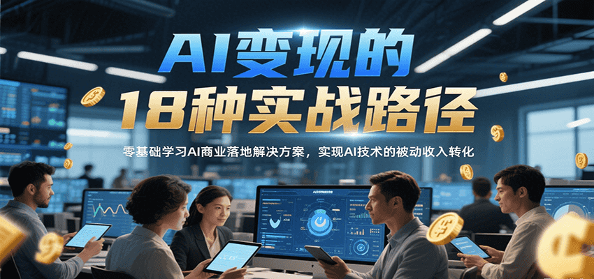 AI变现的18种实战路径，零基础学习AI商业落地解决方案，实现AI技术的被动收入转化_菜菜笔记