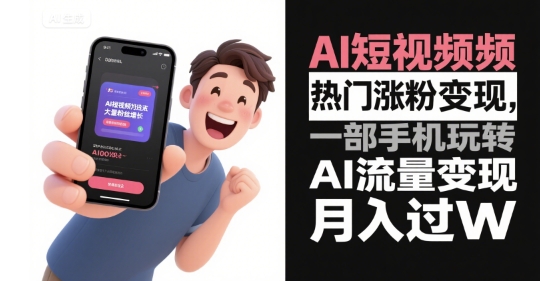 AI短视频热门涨粉变现，一部手机玩转AI流量变现，月入过W_菜菜笔记