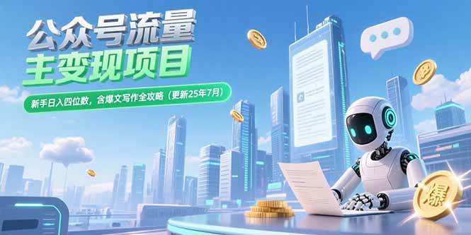（15412期）公众号流量主变现项目，新手日入四位数，含爆文写作全攻略(更新25年7月)_菜菜笔记