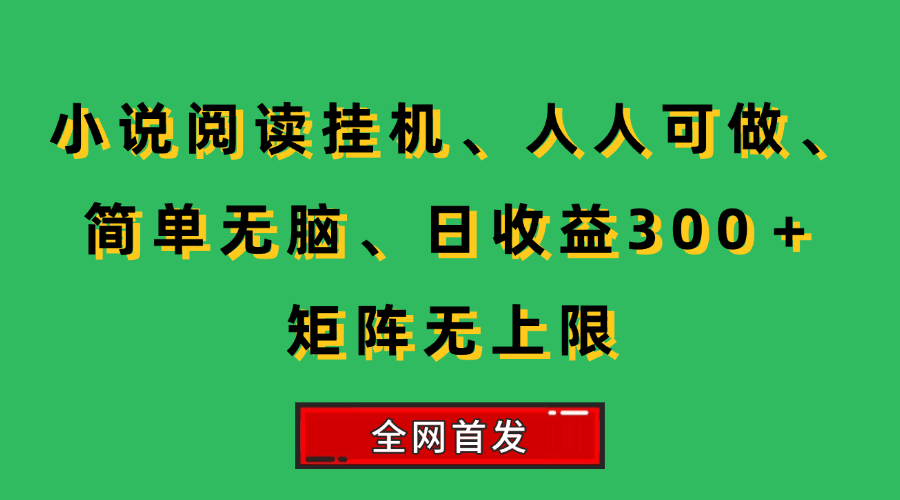 （15413期）小说挂机阅读，人人可做，简单无脑，一天收益300＋矩阵无限上_菜菜笔记