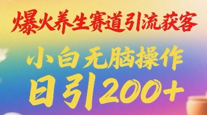 爆火养生赛道引流获客，小白无脑操作，日引200+_菜菜笔记