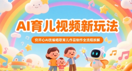 AI育儿视频新玩法，穷开心AI改编唱歌育儿作品制作全流程拆解_菜菜笔记
