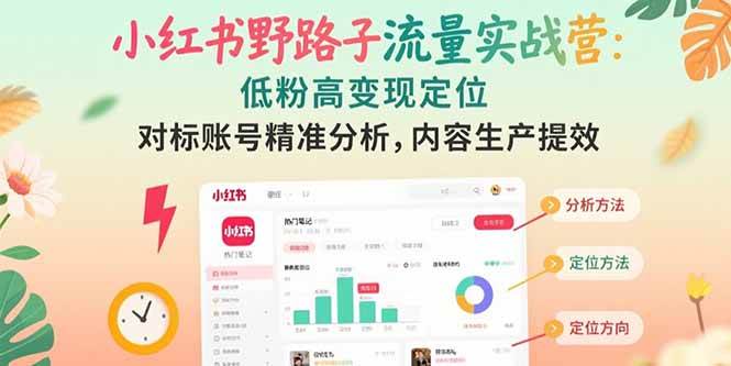 （15423期）小红书野路子流量实战营：低粉高变现定位 对标账号精准分析 内容生产提效_菜菜笔记