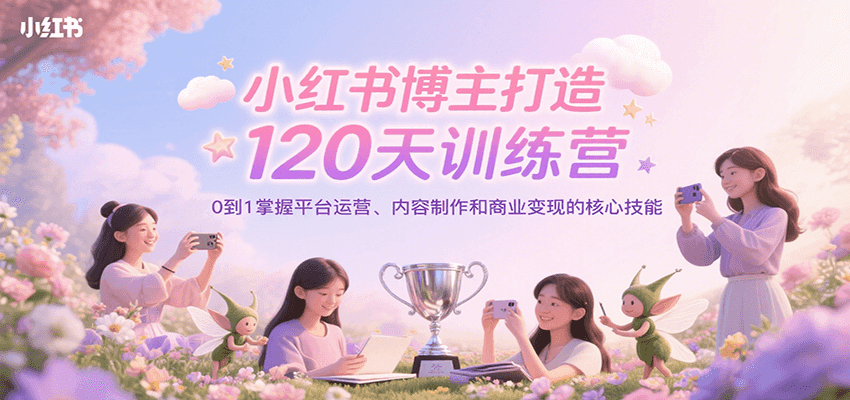 小红书博主打造120天训练营，0到1掌握平台运营、内容制作和商业变现_菜菜笔记