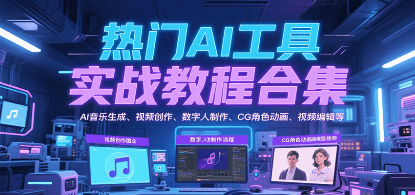 热门AI工具实战教程合集，AI音乐生成、视频创作、数字人制作、CG角色动画、视频编辑等_菜菜笔记