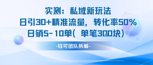 实测私域新玩法日引30加精准流量转化率50%日销5-10单每笔3张_菜菜笔记