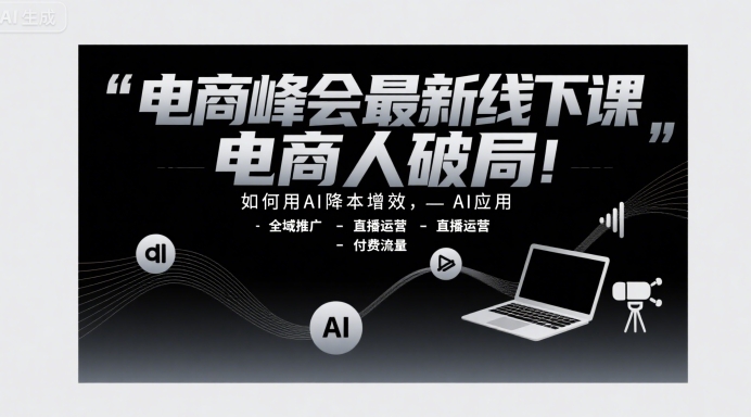 电商峰会最新线下课，电商人破局，如何用AI降本增效，AI应用-全域推广-直播运营-付费流量_菜菜笔记