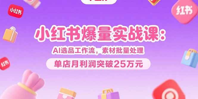 （15462期）小红书爆量实战课：AI选品工作流，素材批量处理，单店月利润突破25万元_菜菜笔记