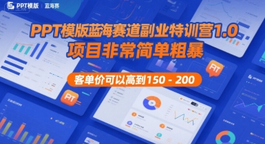 PPT模版蓝海赛道副业特训营1.0，项目非常简单粗暴，客单价可以高到150-200_菜菜笔记
