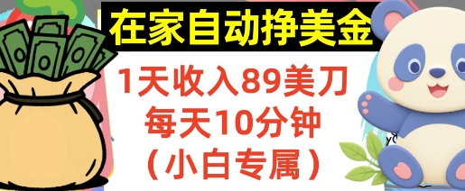 在家自动挣美金，1天收入89刀，每天10分钟，小白专属，长期的被动收入_菜菜笔记