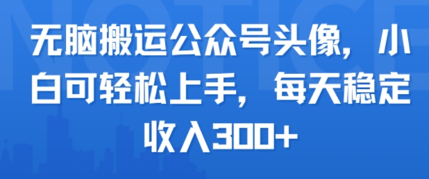 无脑搬运公众号头像，小白可轻松上手，每天稳定收入3张+_菜菜笔记