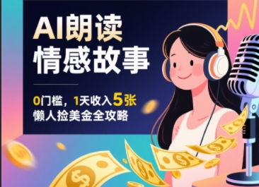 Ai朗读情感故事，0门槛，1天收入5张，每天10分钟，懒人捡美金全攻略_菜菜笔记