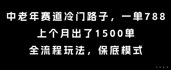 中老年赛道冷门路子，一单788，上个月出了1500单，全流程玩法，保底模式【揭秘】_菜菜笔记