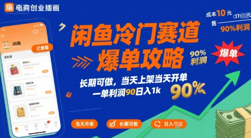 闲鱼冷门赛道爆单攻略，长期可做，当天上架当天开单，一单利润90% 利润，日入1k【揭秘】_菜菜笔记