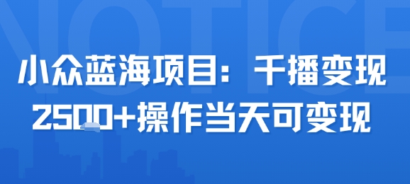 小众蓝海项目，千播变现2.5k+操作当天可变现_菜菜笔记