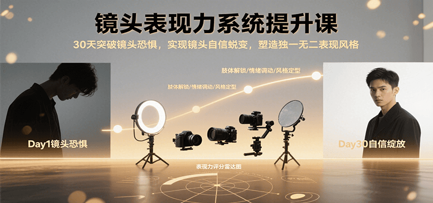 镜头表现力系统提升课，30天突破镜头恐惧实现自信蜕变，塑造独一无二表现风格_菜菜笔记