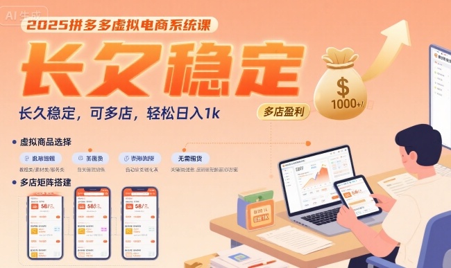 2025拼多多虚拟电商系统课，长久稳定，可多店，轻松日入1k_菜菜笔记
